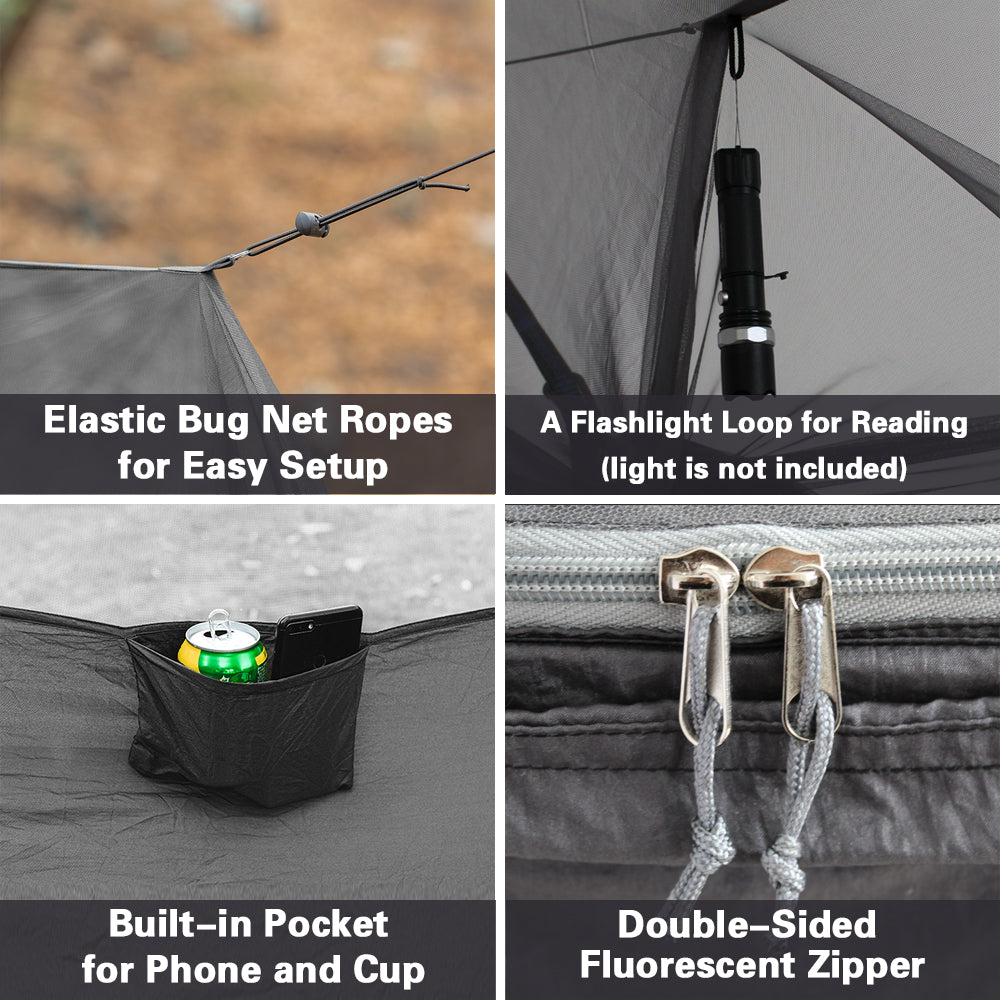 Sunyear Hammock Camping with Net/Netting Mosquito & 2 Tree Straps (16+1 Loops Each,20Ft Total), Portable Nylon Parachute Hammocks for Outdoor Indoor Backpacking Survival & Travel ( 78 inch x 118 inch )