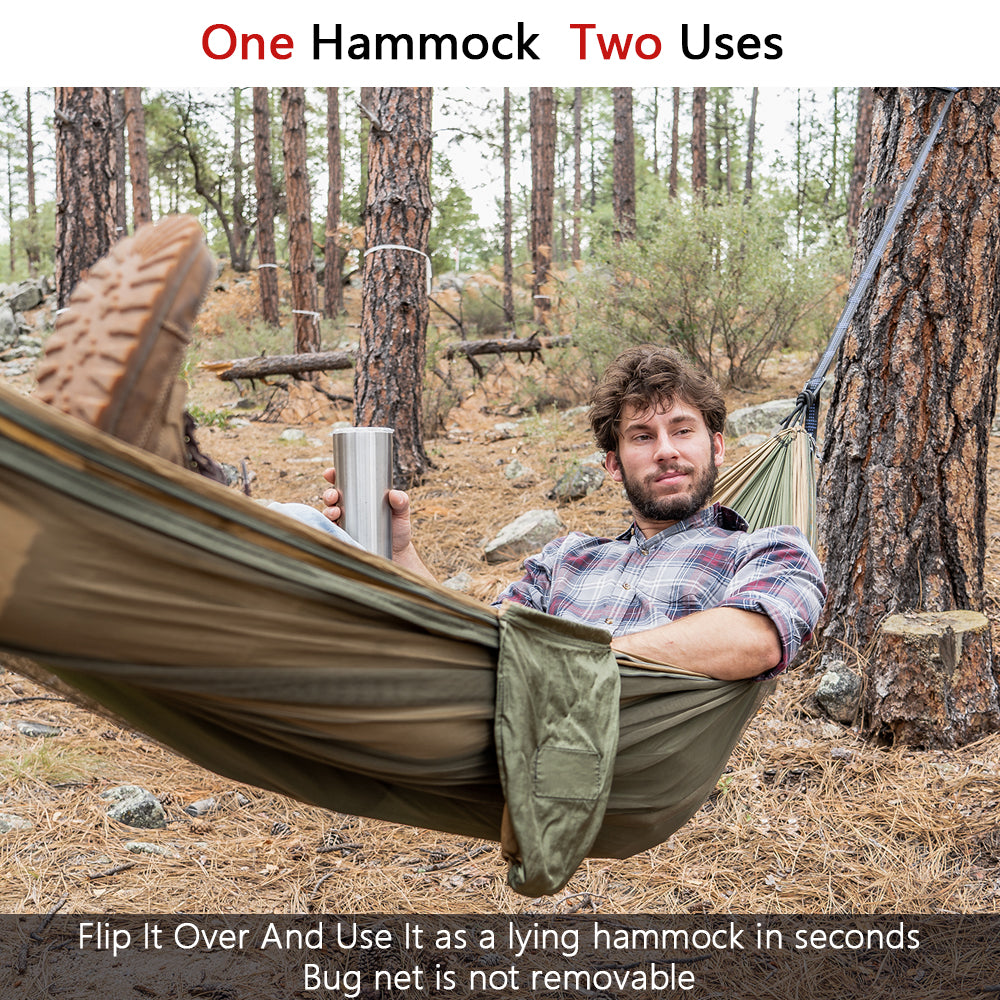Sunyear Hammock Camping with Net/Netting Mosquito & 2 Tree Straps (16+1 Loops Each,20Ft Total), Portable Nylon Parachute Hammocks for Outdoor Indoor Backpacking Survival & Travel ( 78 inch x 118 inch )