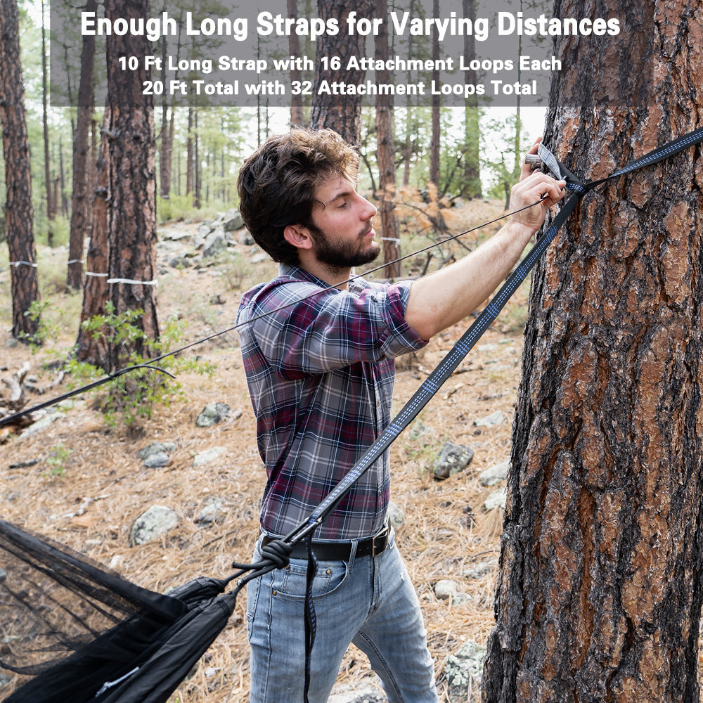 Sunyear Hammock Camping with Net/Netting Mosquito & 2 Tree Straps (16+1 Loops Each,20Ft Total), Portable Nylon Parachute Hammocks for Outdoor Indoor Backpacking Survival & Travel ( 78 inch x 118 inch )