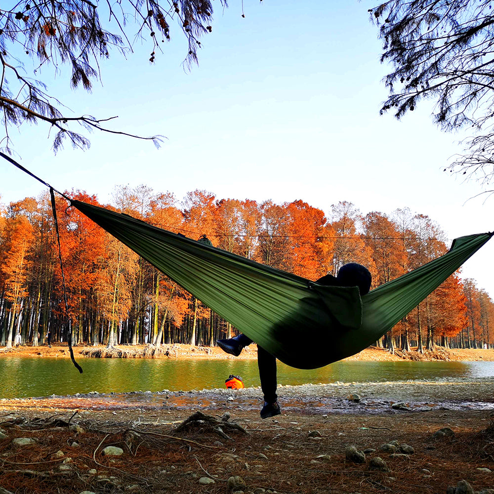 Sunyear Camping Hammock with Removable No See-Um Mosquito Net, Double & Single Portable Outdoor Hammocks Parachute Lightweight Nylon with Tree Straps for Adventures Hiking Backpacking ( 9.5 feet × 5 feet )