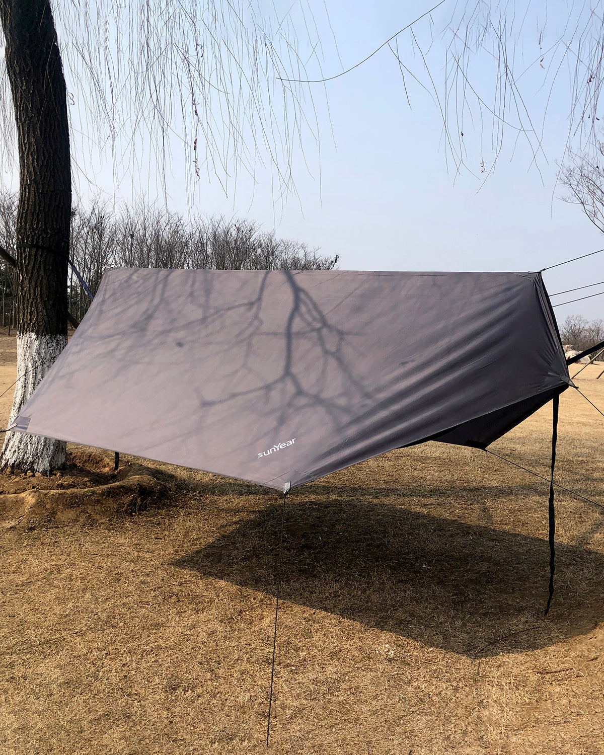 Sunyear Camping Hammock with Rain Fly and Net - Outdoor Hammock Accessories-Double Hammock Tent for Outside-Keep Side Wind&Rain-Large and Heavy Duty (118×78 in)