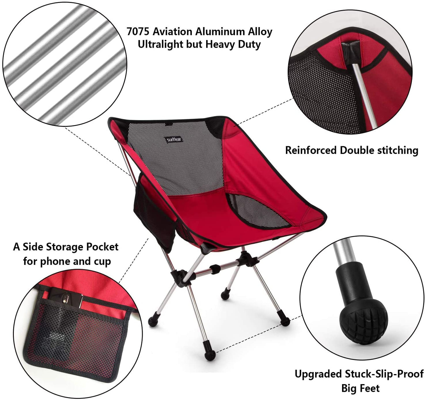 Sunyear Folding Camping Chair -Lightweight Portable Compact Camp Chairs, Best for Outdoor,Beach, Hiking, Backpacking