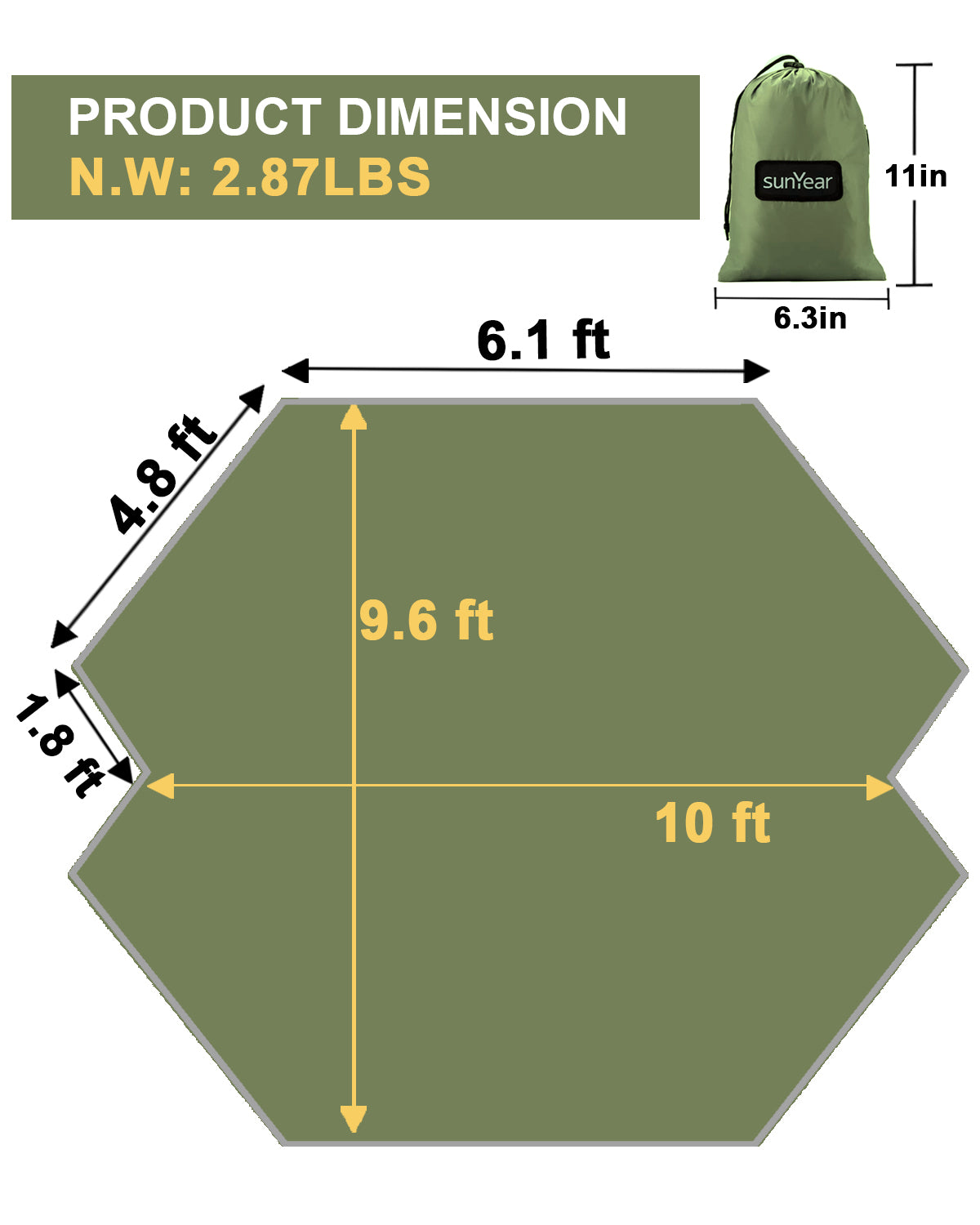 Sunyear Hammock Tent-Camping Tarp-Hammock Tent Tarp Rain Fly, Lightweight&Waterproof Hammock Tarp, Small Door Design-Easy Setup-Backpacking Hiking Camping Gear