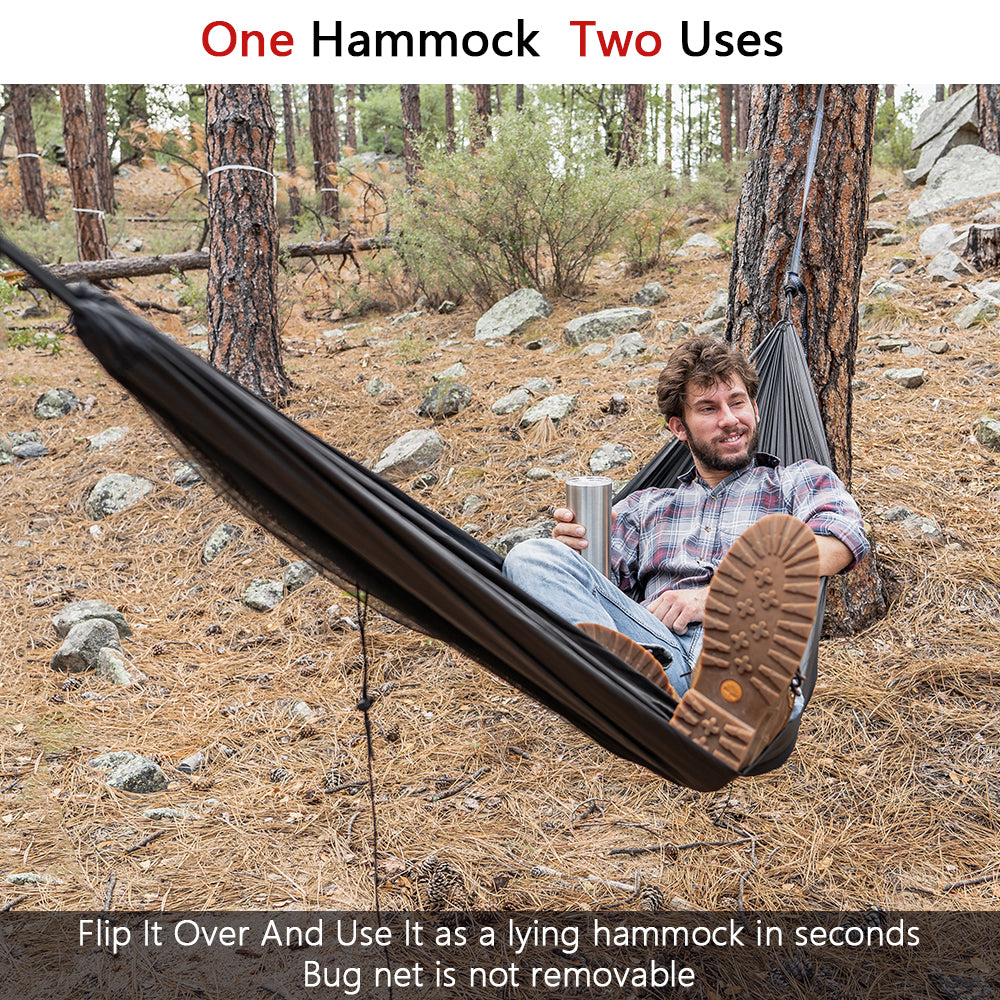 Sunyear Hammock Camping with Net/Netting Mosquito & 2 Tree Straps (16+1 Loops Each,20Ft Total), Portable Nylon Parachute Hammocks for Outdoor Indoor Backpacking Survival & Travel ( 78 inch x 118 inch )