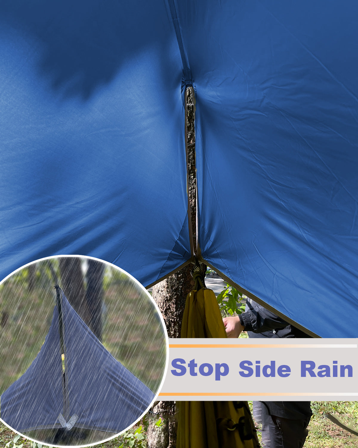 Sunyear Camping Hammock with Rain Fly and Net - Outdoor Hammock Accessories-Double Hammock Tent for Outside-Keep Side Wind&Rain-Large and Heavy Duty (118×78 in)