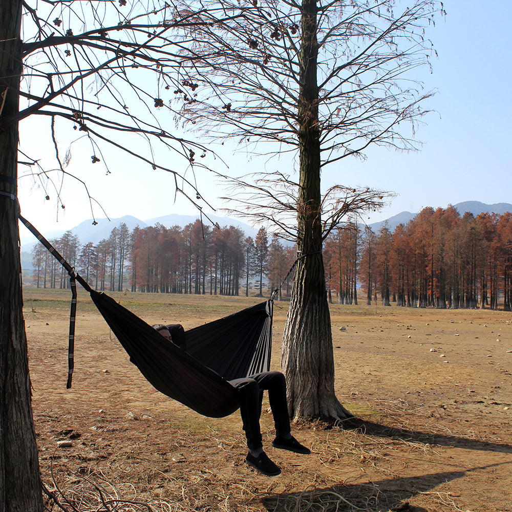 Sunyear Camping Hammock with Removable No See-Um Mosquito Net, Double & Single Portable Outdoor Hammocks Parachute Lightweight Nylon with Tree Straps for Adventures Hiking Backpacking ( 9.5 feet × 5 feet )