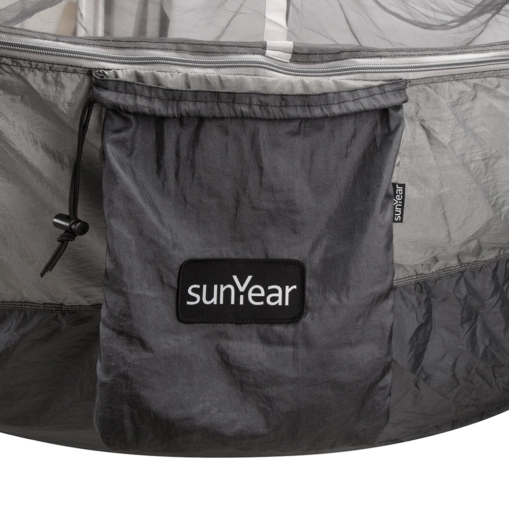 Sunyear Camping Hammock with Mosquito/Bug Net, 10ft Hammock Tree Straps & Carabiners | Easy Assembly | Portable Parachute Nylon Hammock for Camping, Backpacking, Survival, Travel & More ( 78 inch x 118 inch )
