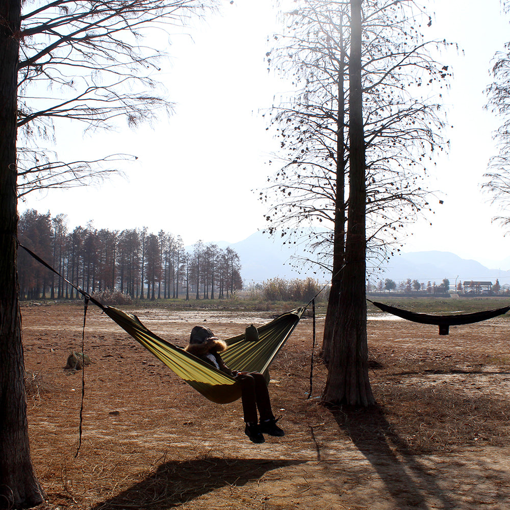 Sunyear Camping Hammock with Removable No See-Um Mosquito Net, Double & Single Portable Outdoor Hammocks Parachute Lightweight Nylon with Tree Straps for Adventures Hiking Backpacking ( 9.5 feet × 5 feet )