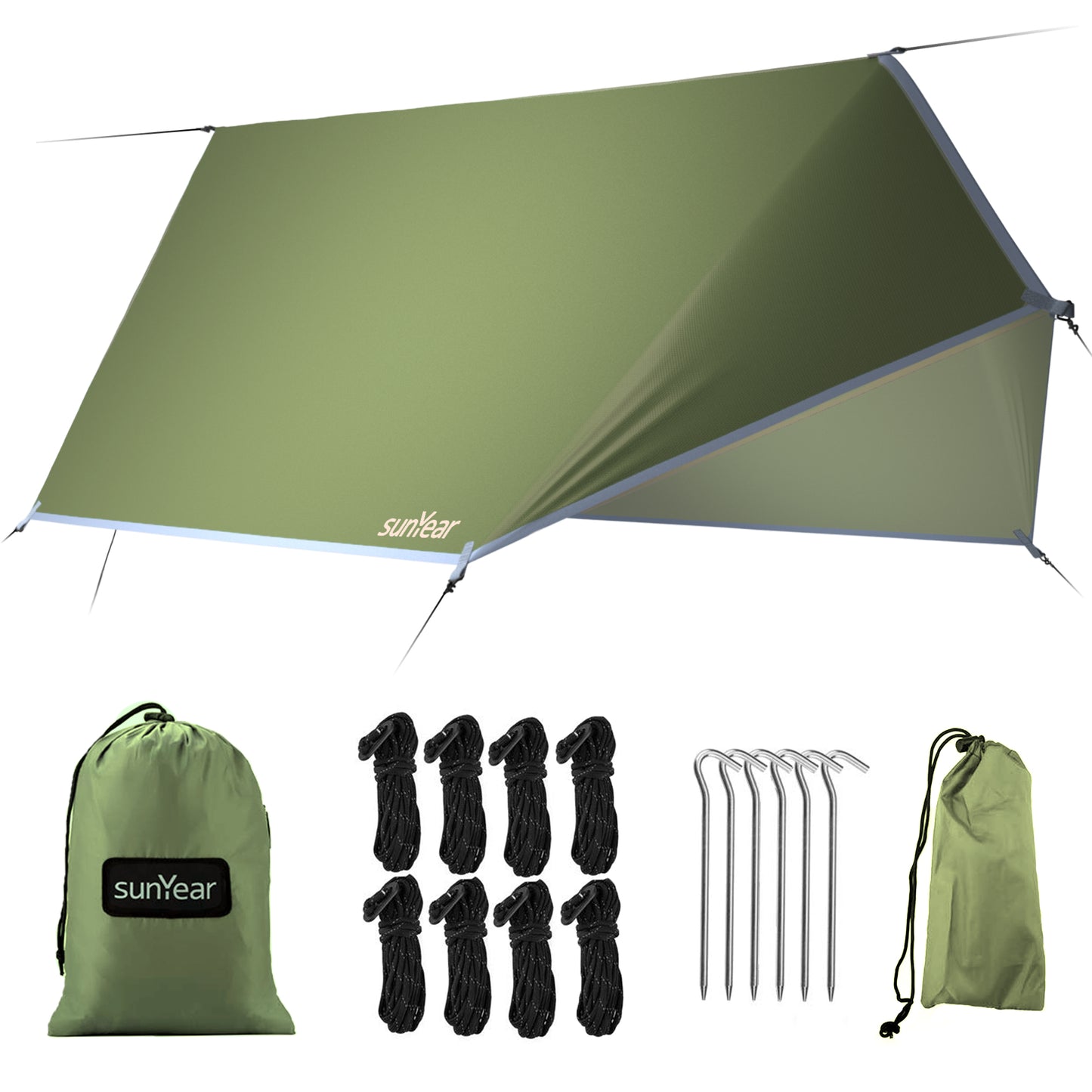 Sunyear Hammock Tent-Camping Tarp-Hammock Tent Tarp Rain Fly, Lightweight&Waterproof Hammock Tarp, Small Door Design-Easy Setup-Backpacking Hiking Camping Gear