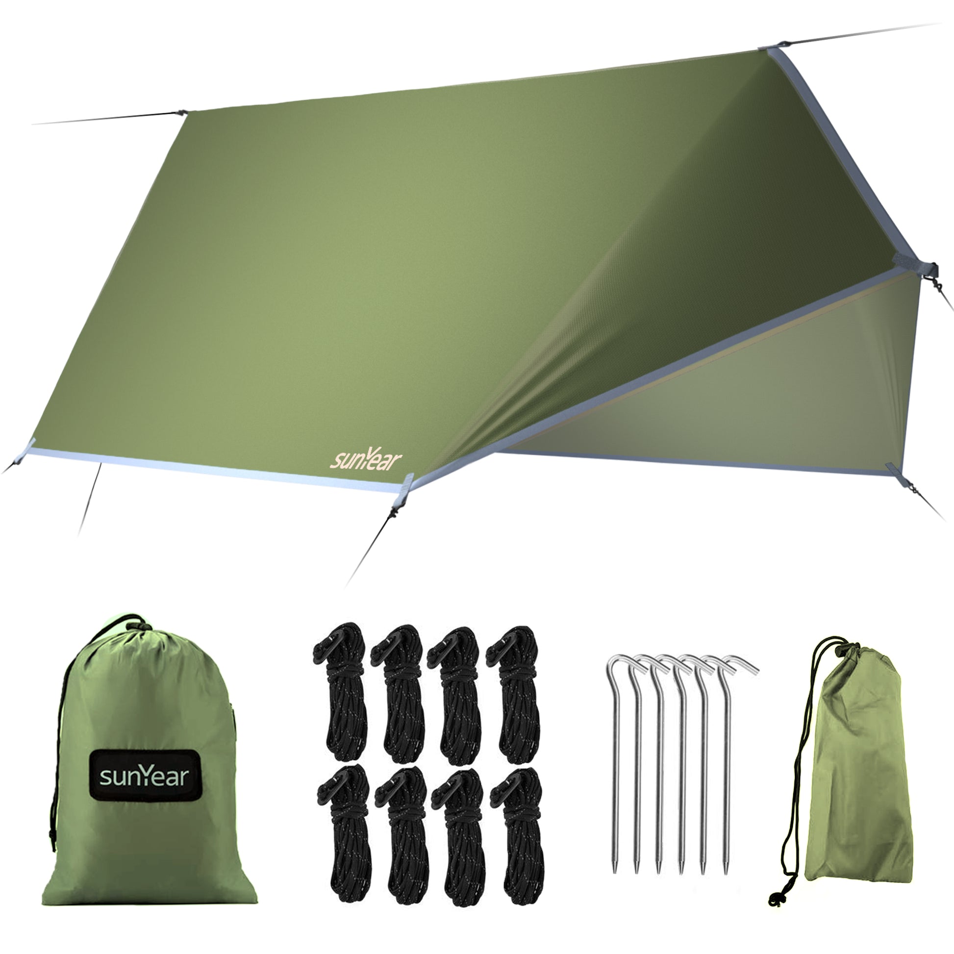 Sunyear Hammock Tent-Camping Tarp-Hammock Tent Tarp Rain Fly, Lightweight&Waterproof Hammock Tarp, Small Door Design-Easy Setup-Backpacking Hiking Camping Gear