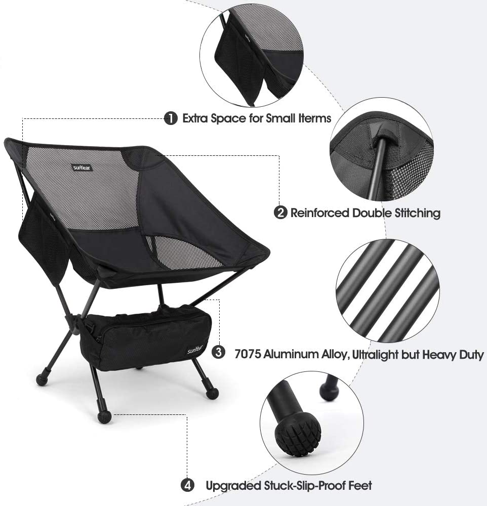 Sunyear Folding Camping Chair -Lightweight Portable Compact Camp Chairs, Best for Outdoor,Beach, Hiking, Backpacking