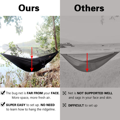 Sunyear Hammock Camping with Net/Netting Mosquito & 2 Tree Straps (16+1 Loops Each,20Ft Total), Portable Nylon Parachute Hammocks for Outdoor Indoor Backpacking Survival & Travel ( 78 inch x 118 inch ）