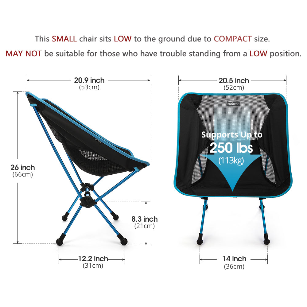 Sunyear Lightweight Compact Folding Camping Backpack Chairs Portable Breathable Comfortable Perfect for Outdoor Camp Hiking Picnic