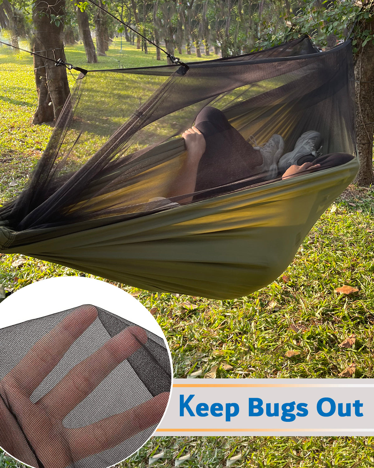 Sunyear Camping Hammock with Rain Fly and Net Outdoor Hammock Access