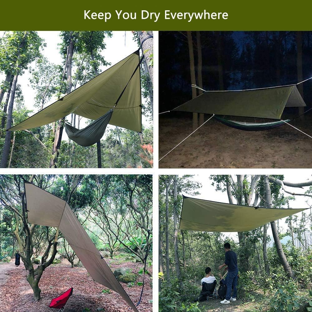 Sunyear Hammock Camping with Rain Fly Tarp and Net, Portable Camping Hammock Double Tree Hammock Outdoor Indoor Backpacking Travel & Survival, 2 Tree Straps, 100% Waterproof (106"L x 55"W)