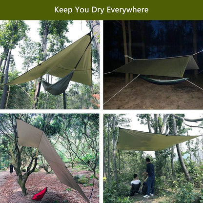 Sunyear Hammock Camping with Rain Fly Tarp and Net, Portable Camping Hammock Double Tree Hammock Outdoor Indoor Backpacking Travel & Survival, 2 Tree Straps, 100% Waterproof (106"L x 55"W)