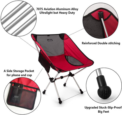 Sunyear Folding Camping Chair -Lightweight Portable Compact Camp Chairs, Best for Outdoor,Beach, Hiking, Backpacking